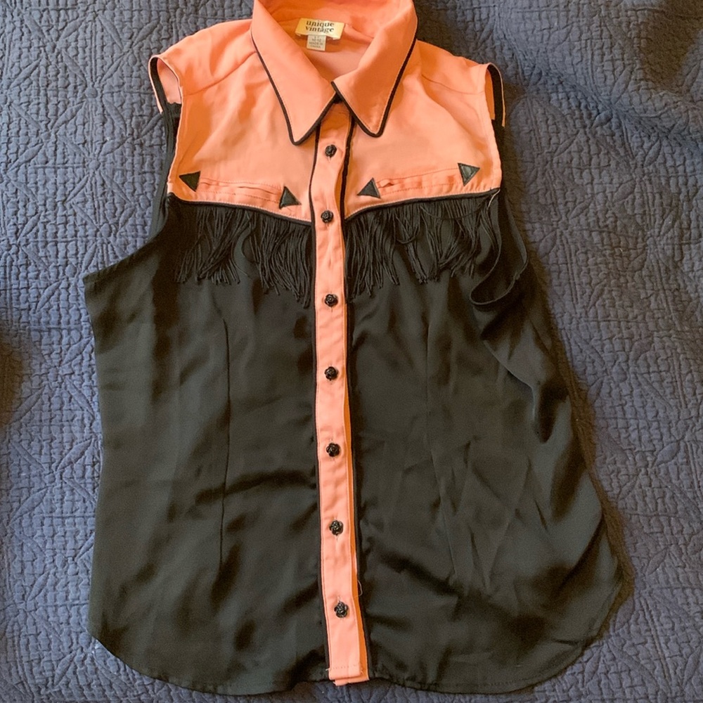 Pink and black cowboy blouse